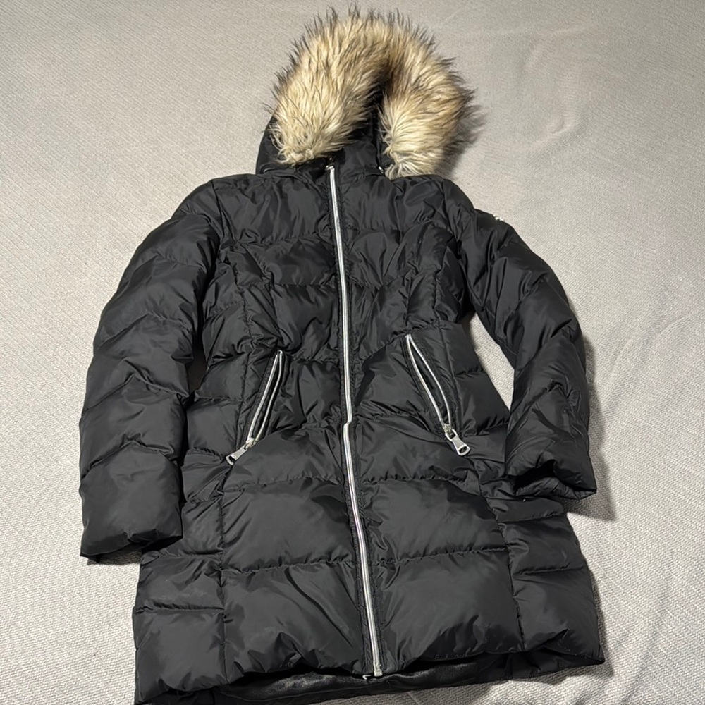 Calvin Klein Women’s Quilted Puffer Coat with Faux-Fur Trim Hood